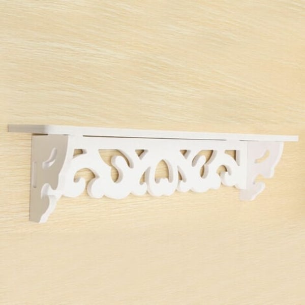 Vitt trä snidat vägghylla Förvaringsställ Fäste Utskuren design Vägghylla Heminredning 46X9cm