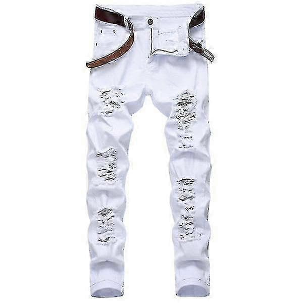 Ripped jeans til mænd afslappede denim bukser