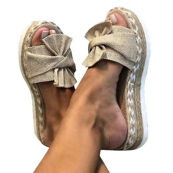 Naisten Espadrilles Tossut Summer Beach Pehmeät kengät Beige 43