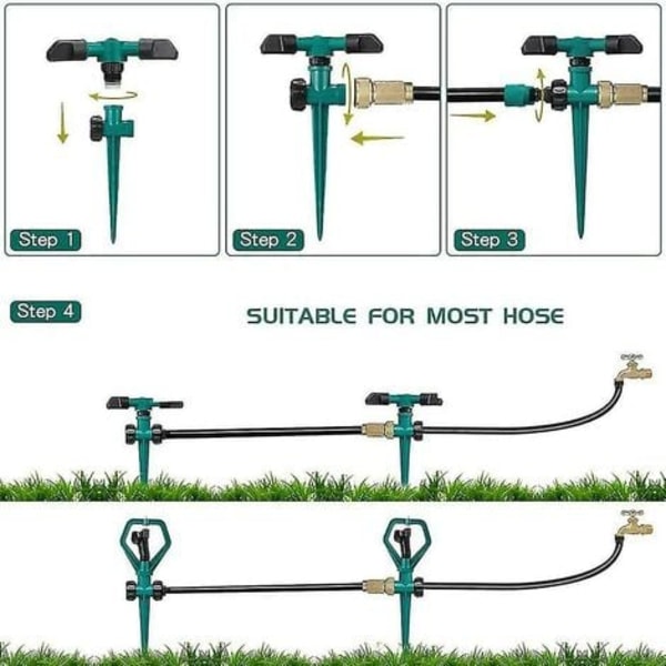 2 st Trädgårdsautomatisk sprinkler roterande gräsmatta vattning 360 graders automatisk sprinkler sprinkler A