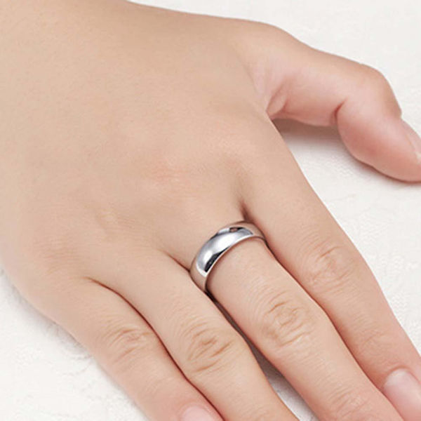 Muoti Unisex hieno kiillotuskupoli ruostumattomasta teräksestä sormus hääkorut Silver US 8