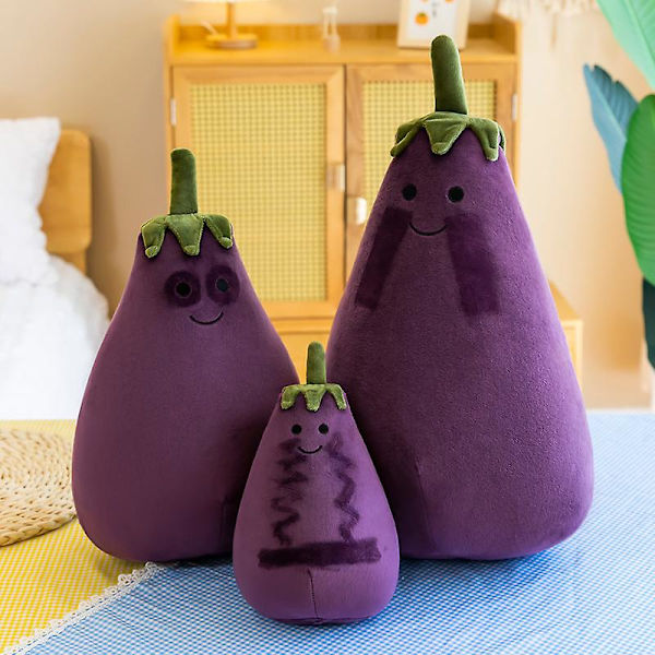 Lila auberginedocka kreativ grönsakssöt kudde (25 cm)