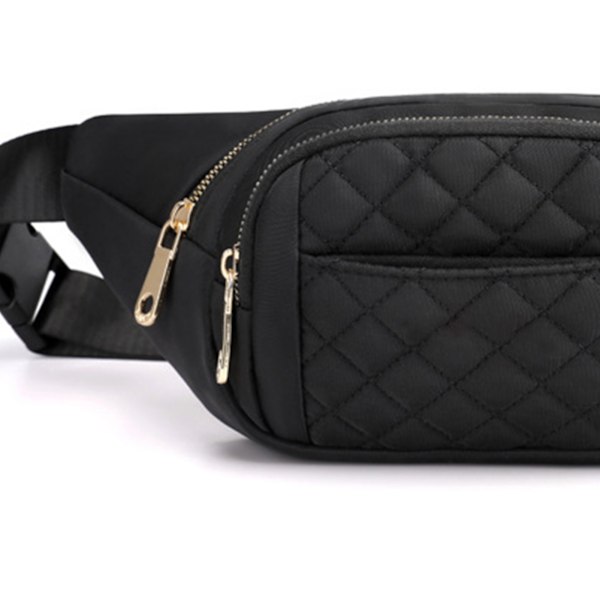 Suurikokoinen naisten vyölaukku säädettävällä olkahihnalla - Tyylikäs crossbody-vyölaukku pyöräilyyn ja kävelyyn, musta, yksi koko