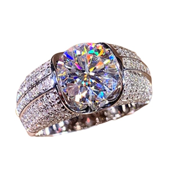 Kvinnor Ring Enkel Temperament Legering Cubic Zirconia Inbäddade Idealiska presenter Fingerring för fest Silver US 8