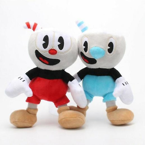 2kpl 10&quot; Cuphead Pehmo Mugman Mecup ja Brocup täytetty nukke-1