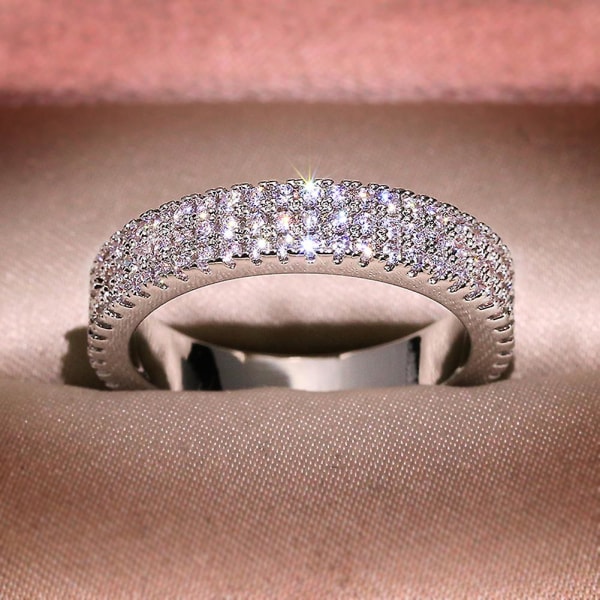 Lyx Kvinnor Full Rhinestone Inlagd Finger Ring Bröllop Förlovning Smycken Present US 8