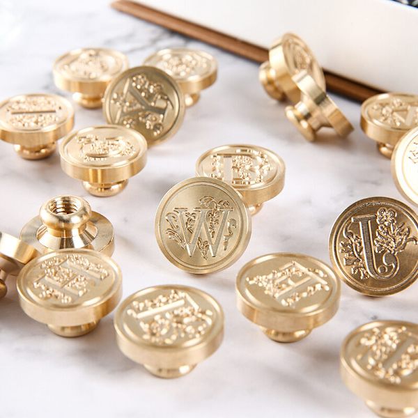 Brevvokssegl stempel, aftageligt messinghoved Vintage retro voksseglhoved til brevkonvolut Invitationsgaveudsmykning - Z,