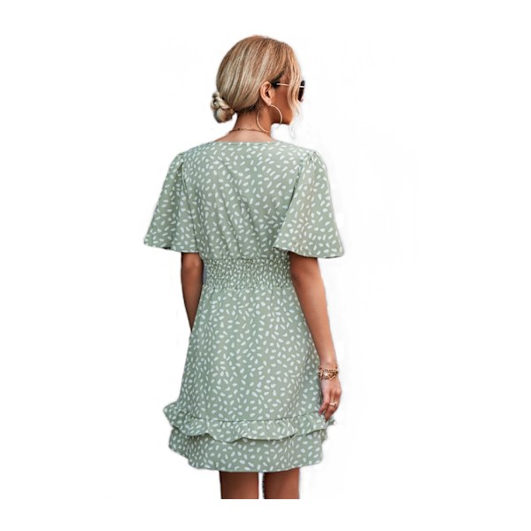 Kvinders V-hals flæser kortærmet mini-blomstret kjole XL