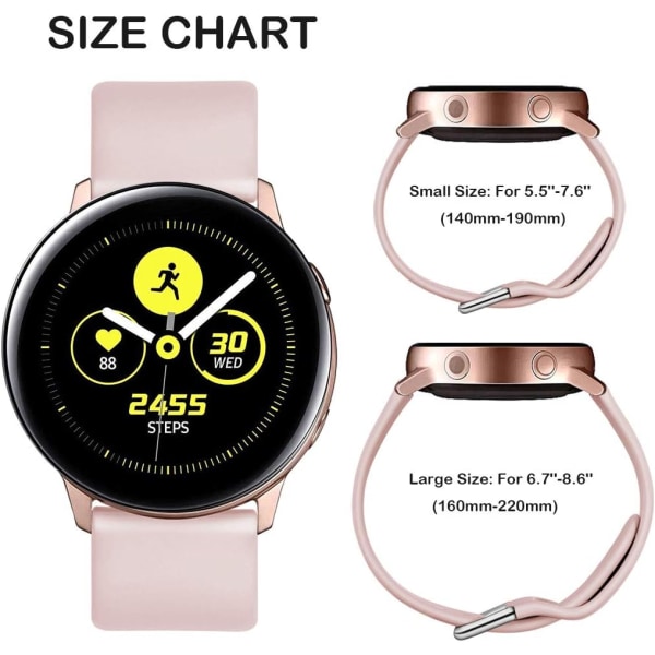 Hihna on yhteensopiva Samsung Galaxy Watch Active / Active2 40mm / 44mm, 20mm pehmeän silikonin vaihtohihnan kanssa yhteensopiva