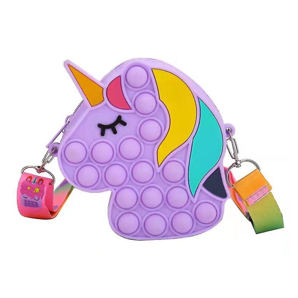 Girls Unicorn Push Bubble brevpappersväska Pop It Sensory Fidget Toy Gift