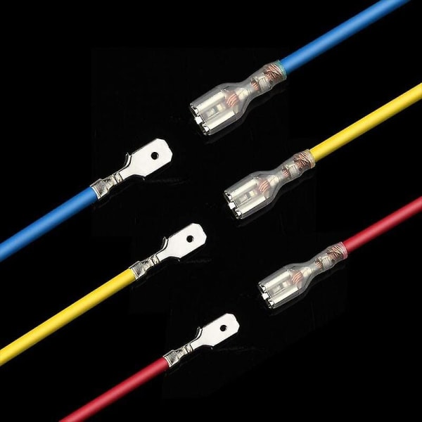 270 stk Elektrisk Lug, t-kontakt Wire Connector, Hanne Spade Crimp Wire Connectors Terminal Block med isolasjonshylse 2,8 mm 4,8 mm 6,3 mm