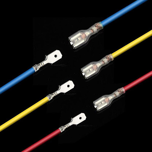 270 Stk Elektrisk Lug, t-stik Ledningsstik, Han-hun Spade Crimp Wire Connectors Terminalblok med isoleringsmuffe 2,8 mm 4,8 mm 6,3 mm