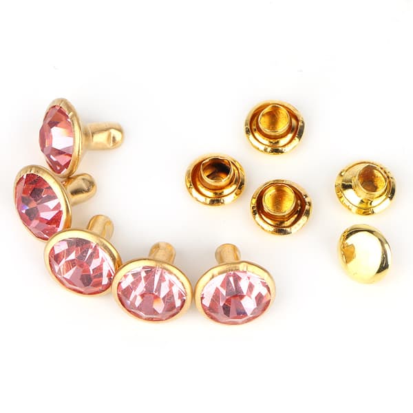 Värikkäät Strassiniitit Cap Stud Set - DIY-Käsityökoristelu (Vaaleanpunainen Kristalli)