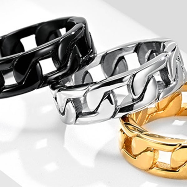 Hip Hop Style Finger Ring Kæde Form Design Ikke let at bryde Smykker Unisex Twist Ring til fest Black US 12