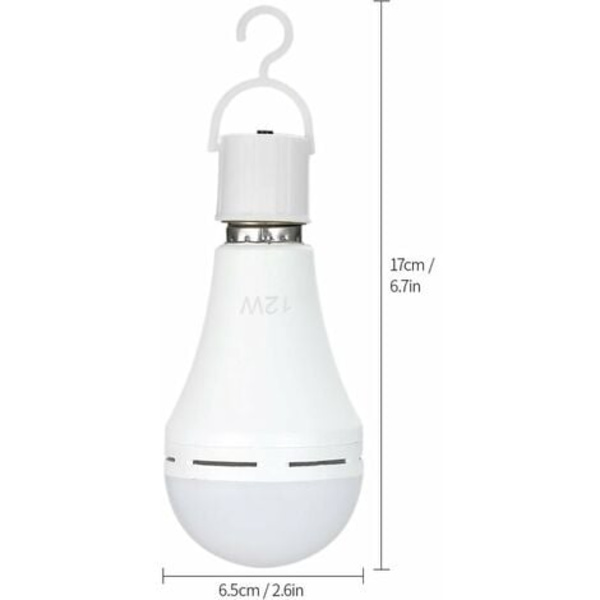 1st multifunktionella uppladdningsbara LED-nödlampor 12W 60W Motsvarande 6000K Ljusa utomhuslampor för P