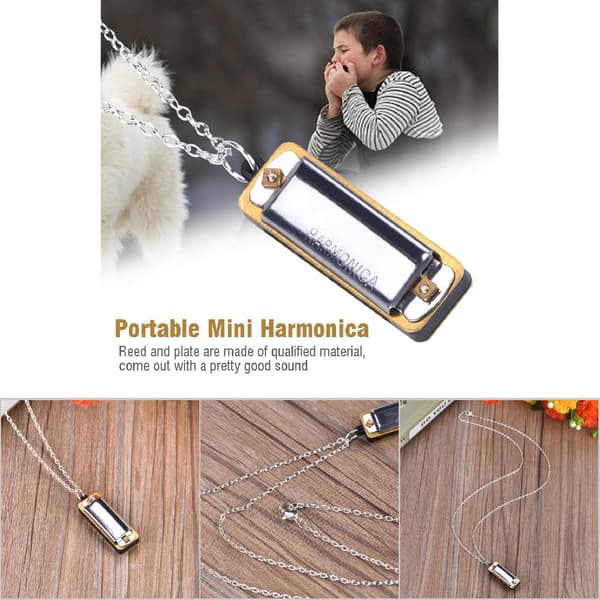 Mini Bärbart Silver Munspel Halsband Musikinstrument Leksak