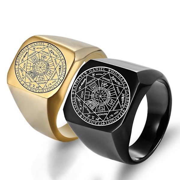 De sju ärkeänglarnas sigill Skydd Amulettsigill Solomon Kabbalah Herrgåvor för kvinnor i rostfritt stål polerat band-7# Silver