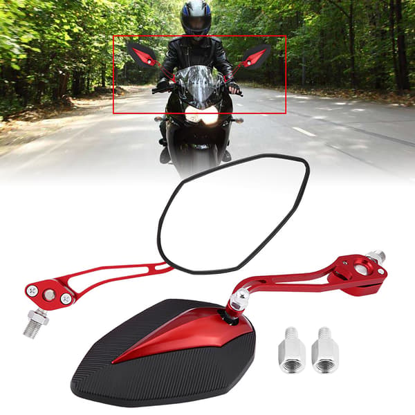 8mm 10mm Universal Motorcykel Scooter Backspeglar Rött Par