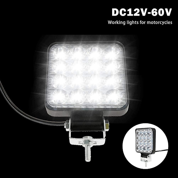 4 stk 48w led arbejdslys, 12v bil led spotlight vandtæt Ip 67, led arbejdslys til bil lastbil Traktor Suv båd (4 stk)