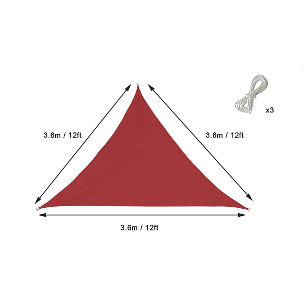 Triangulärt Shade Segel 3,6x3,6x3,6m, vattentätt Polyester Anti Uv Shade Segel För Trädgård & terrass, terrakotta