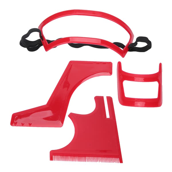 Skäggformningsverktyg Kit Styling Klippning Hårfäste Grooming Röd Plastmall Set