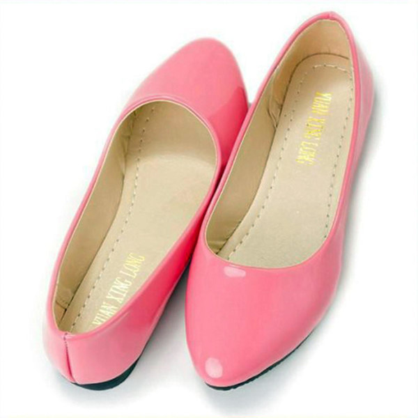 Kvinder Flat Pumps Slip On Ballet Loafers Sko Pink 35