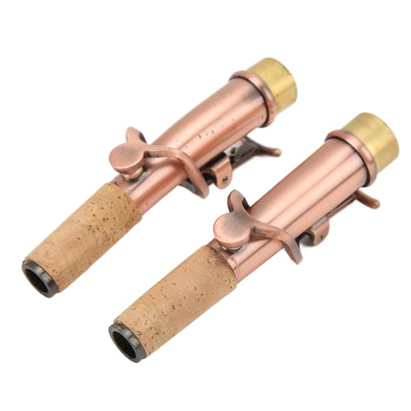 2 stk. Sopransaksofonhals Metall Rett Buet Erstatningssett Antikk Messing