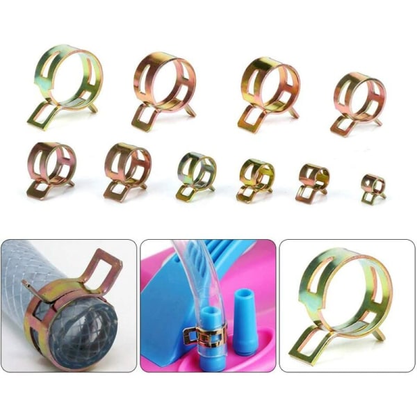 100 st förpackad färg galvaniserad elastisk båge vattenrörsklämma clip hoop kombination,