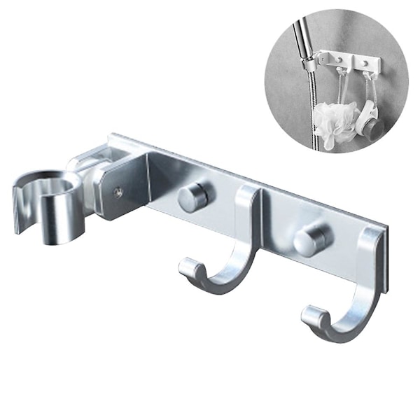 Duschhuvudhållare Väggfäste med 2 hängkrokar Handhållet duschfäste Behövs ingen borrmaskin Matte Style 1