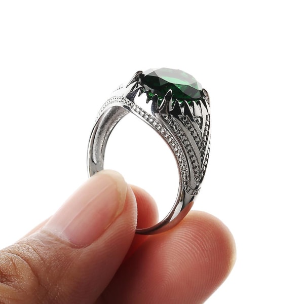 Mote kul oval smaragdgrønn rhinestone legering fingerring smykkegave for menn US 10