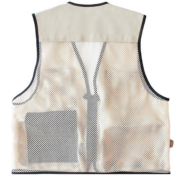 Summer Mesh Vest -valokuvausliivi Kalastusliivi Miesten ja Naisten Outdoor Cargo Wear Monitaskuinen liivi Beige L