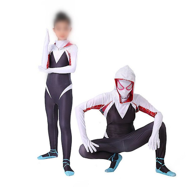 Gwen Stacy Dame Piger Spiderman Cosplay Jumpsuit Hættetrøje 110cm