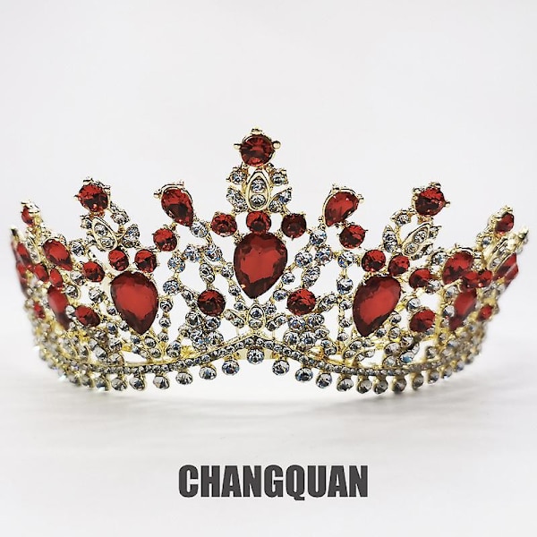 Jeweled Crowns Beautiful Headpiece Wedding Crown Wedding Tiaras Hårtilbehør For Prom bursdag Red