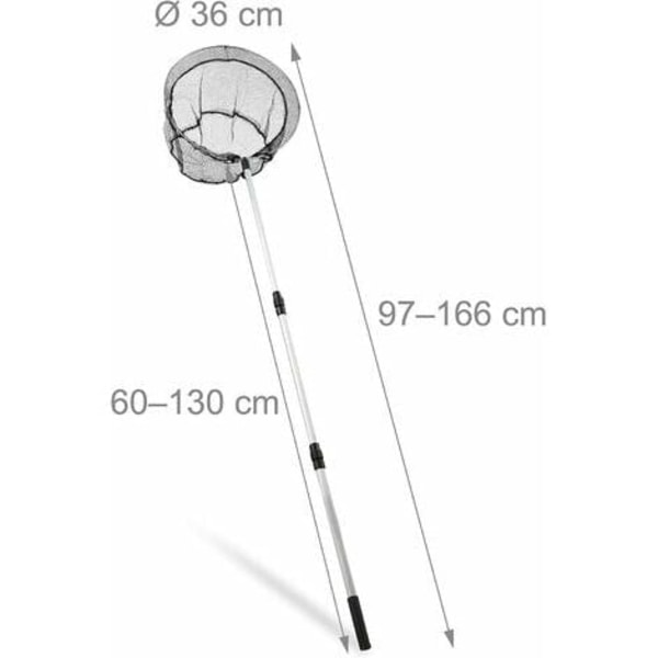 Kartokner Kescher Angeln -kalastusverkko teleskooppikahvalla 60-130 cm, taitettava, kevyt, vakaa, 36