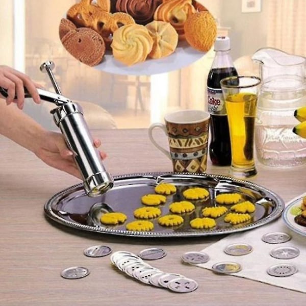 Rostfritt stål Biscuit Extruder Press Cookie Gun Kit Set