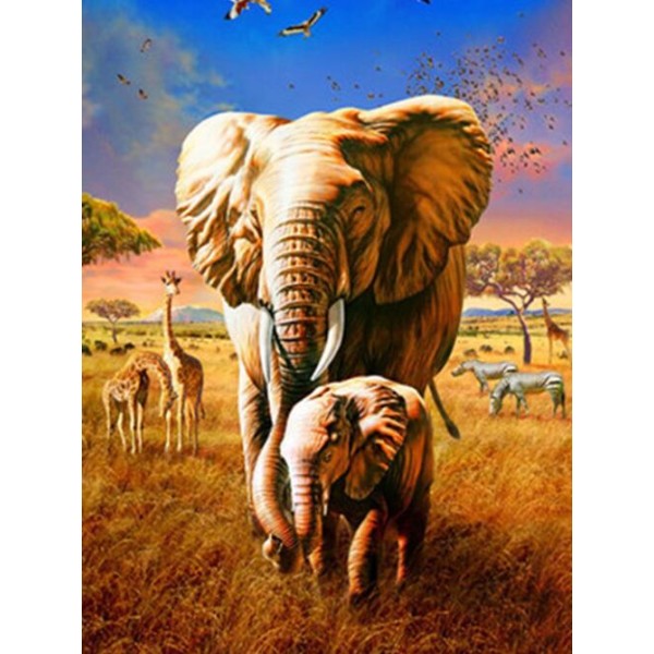 Diamantmaleri af elefantdyr (30*40 cm)