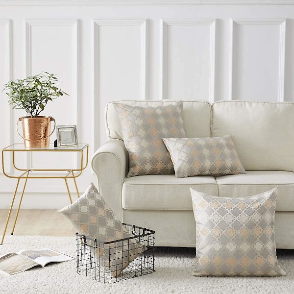 Dekorativ soffa örngott, soffa tjock kudd örngott, fyrkantig grå lyx kuddar 2 set 30*50 cm Lanterne