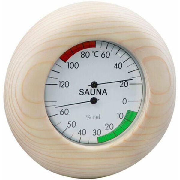 Bastu termo-hygrometer syntetiskt hår massivt trä ram