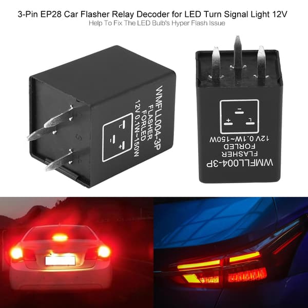 3-stifts EP28 Bil Blinkersrelä Dekoder LED Blinkersljus 12V