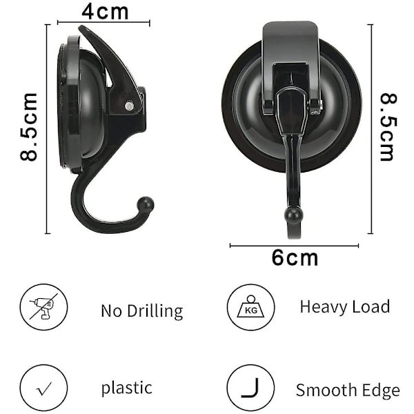 Piao Heavy Duty -imukuppikoukut Tehokkaat koukut Seppeleripustin kylpyhuoneen ja wc:n suihkuun, helppo asentaa ja irrottaa Black