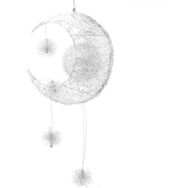 LED-pendellys, taklys Fairy Lamp Moon and Stars soveromslysekrone Flott gave til en barnevenn (varm hvit)