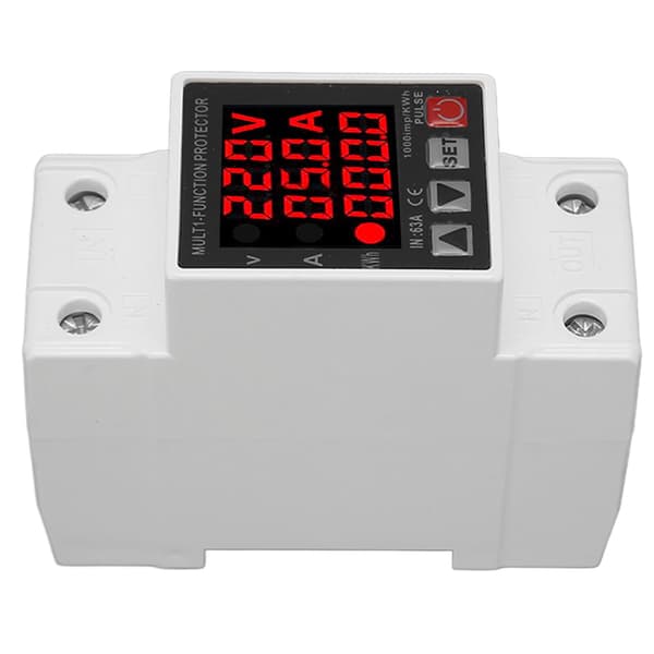 Strömskydd 3 Display Justerbart Intelligent Överspännings Underspänningsskydd AC 80‑300V 1‑63A