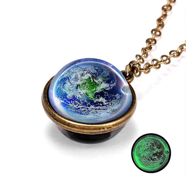 Kaulakoru Valoava Kaksipuolinen Dome Planetaarinen Kaulakoru Riipus Valoava Kaksipuolinen Ball Universe Pariskunta Ketju Valoisa Matkamuisto Pariskunta Kaulakoru
