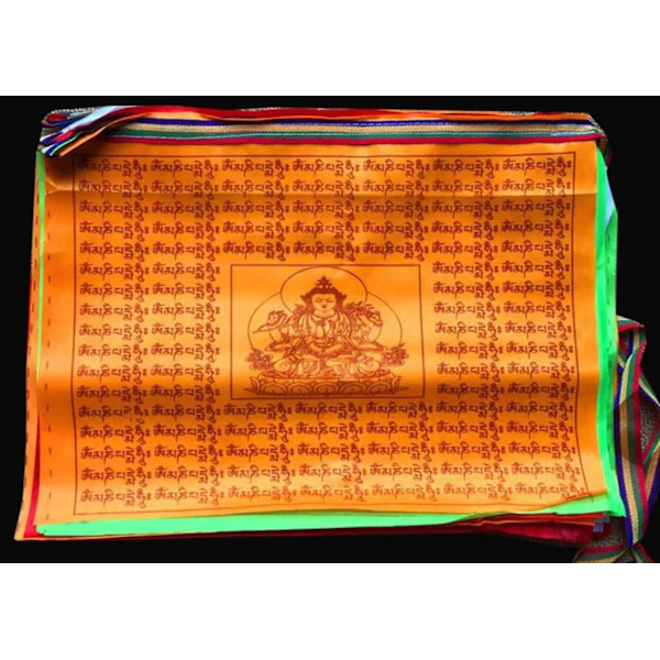 Hage dekorative 2 stk 7m buddhistiske bønneflaggstrenger tibetanske buddhistiske vimpler (35,5 X 35,5 cm) Utendørsdekorasjon