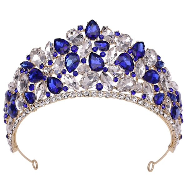 Rhinestones Crown med iøjnefaldende design Udsøgt pandebåndsdragt til kvinder Blue