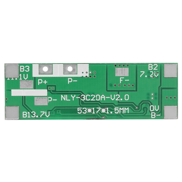 20A litiumakun suojapiiri 3S Li-Ion-kennoille, BMS PCB -piirilevy sinisenä ja vihreänä