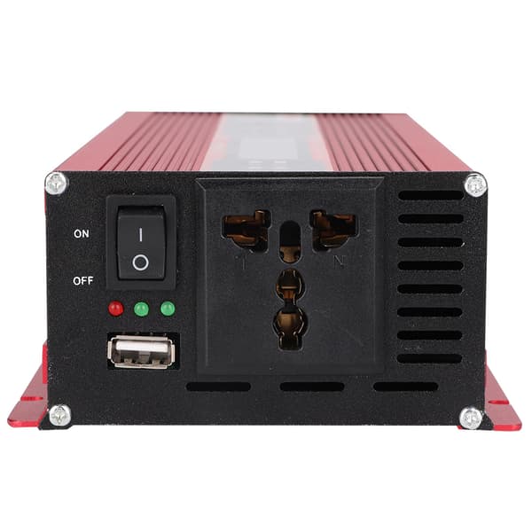 Bilsolcelleomformer 2000W med USB-lading, LCD-indikator, DC 12V til AC 220V