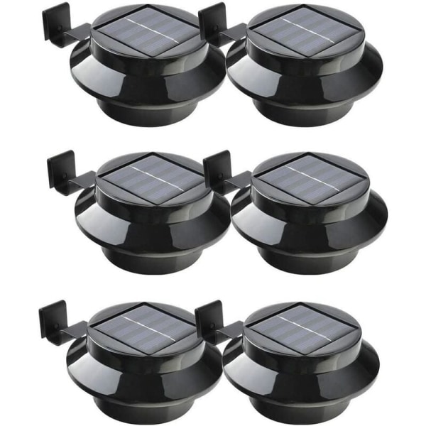 6 kpl Black Shell White Light 3 LED aurinkoaitavalo vedenpitävä aitaallasvalo puutarhavalo,