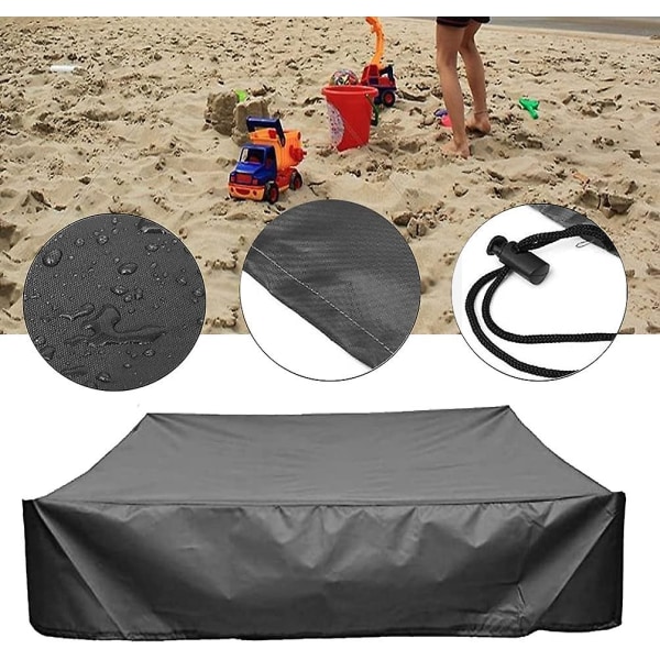 Sandkasseafdækning med snøre, firkantet støvafdækning, strandsandkasse, vandtæt svømmebassinoverdækning Grøn (59,05" X 59,05", sort)