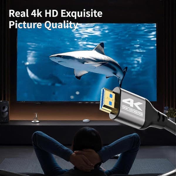 4K HDMI-kabel 15M, höghastighets HDMI 2.0-sladd, stöder 4K@60Hz, HDR, Ethernet